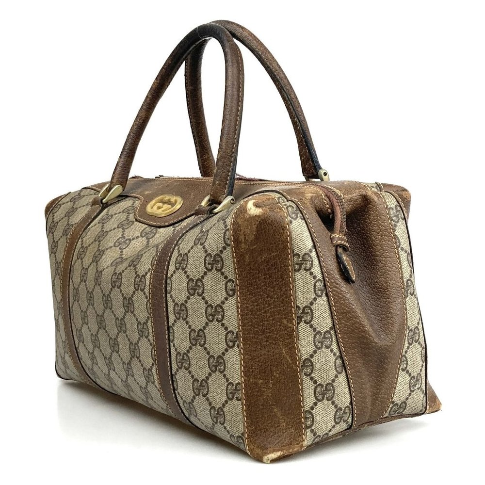 569120F V Gucci Boston Bag Mini Brown PVC - Picture 3 of 12